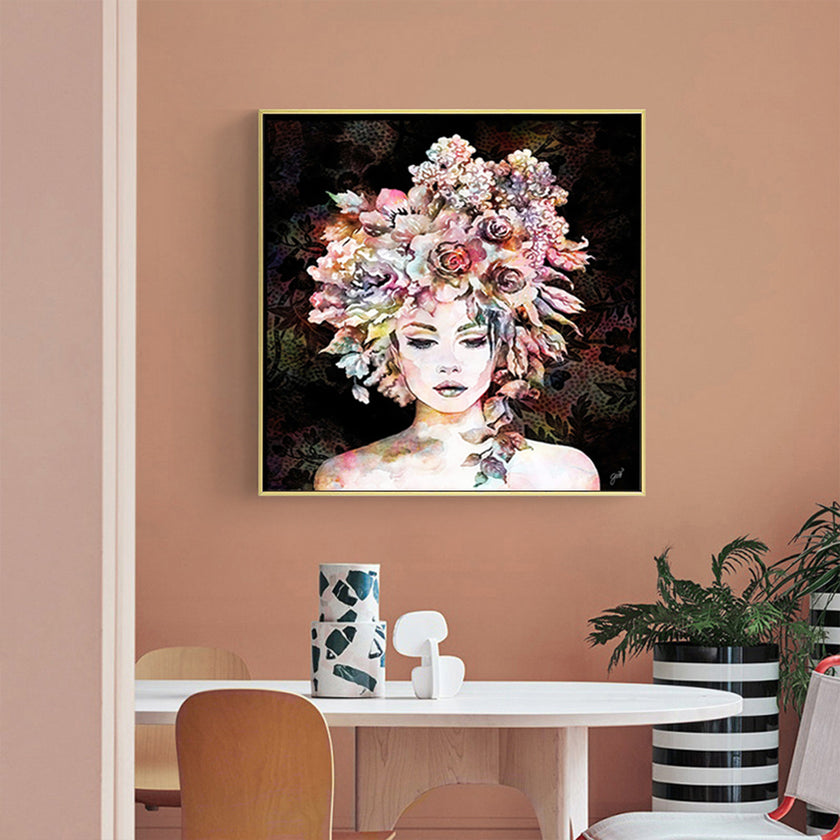 Wall Art - Floral Girl - Canvas Prints-Poster Prints