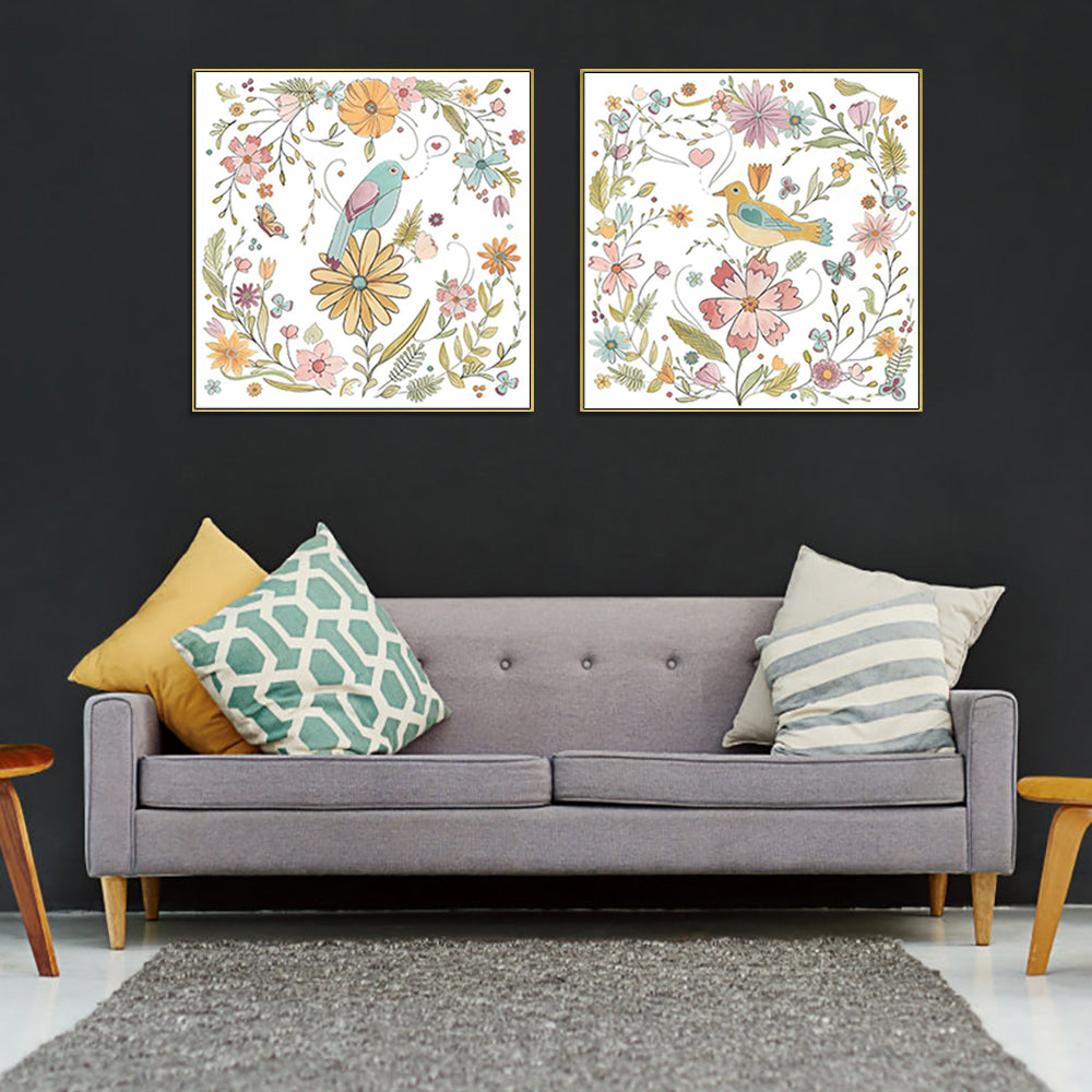 Wall Art - Floral birds (2 sets)- Canvas Prints-Poster Prints