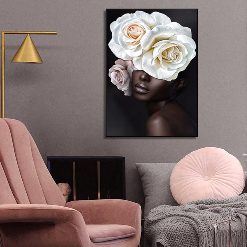 Wall Art - Flower African Woman - Canvas Prints-Poster Prints