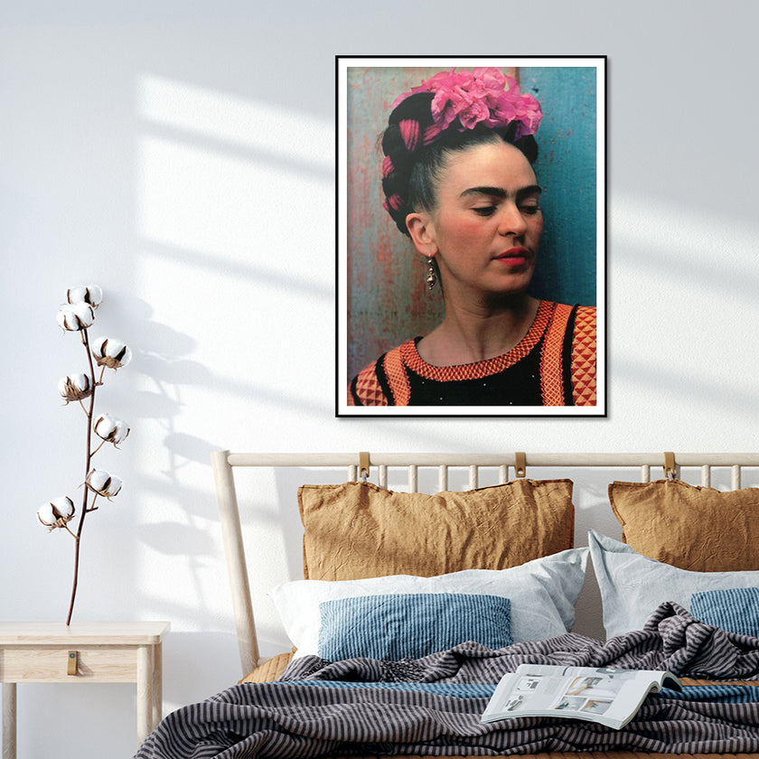 Wall Art - Frida Kahlo With Flower - Canvas Prints-Poster Prints