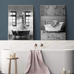 Wall art - Giraffe And Elephant In Bathroom (2 sets)- Canvas Prints- Poster Prints