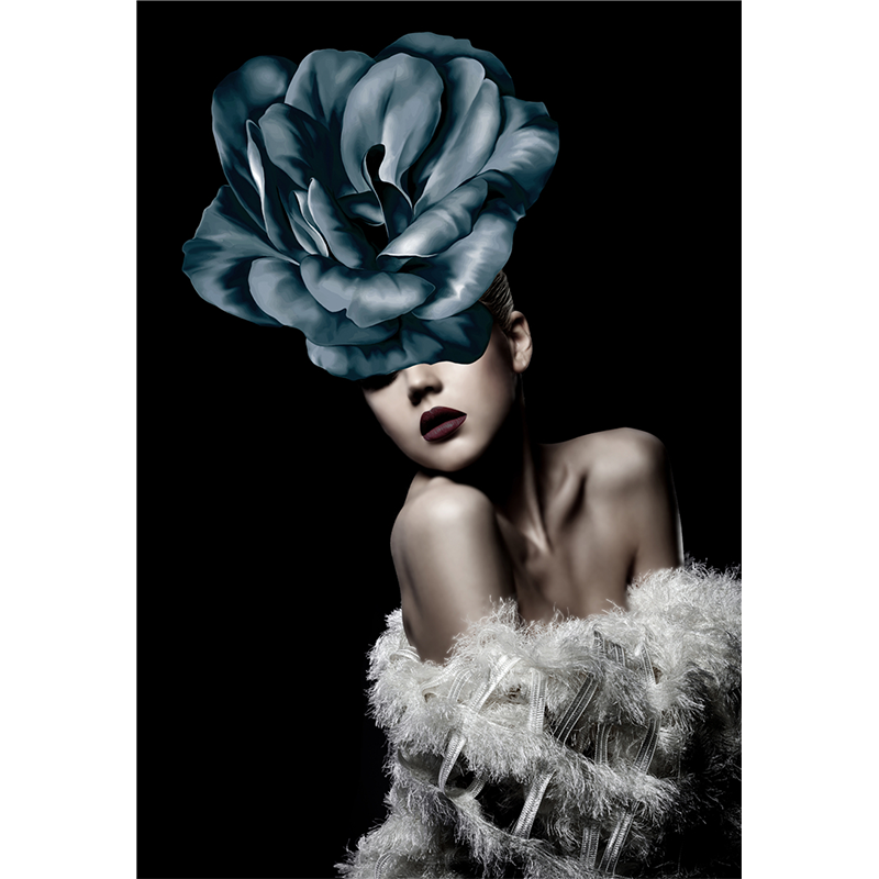Figures Art - Print Wall Art - Girl and blue flower - Canvas Prints-Poster Prints