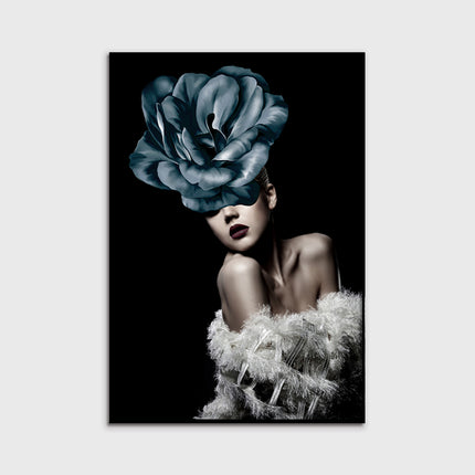 Figures Art - Print Wall Art - Girl and blue flower - Canvas Prints-Poster Prints