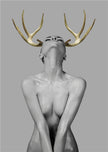 Colourful Art - Print Wall Art - Girl with gold horn 2 - Canvas Prints-Poster Prints