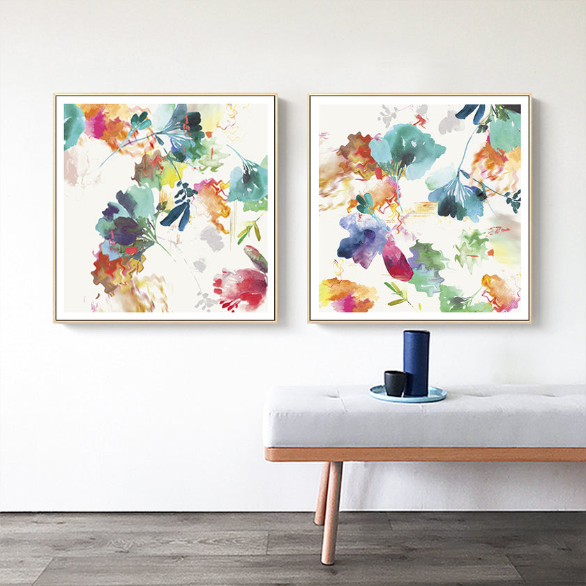 Wall Art - Glitchy Floral (2 sets)- Canvas Prints-Poster Prints