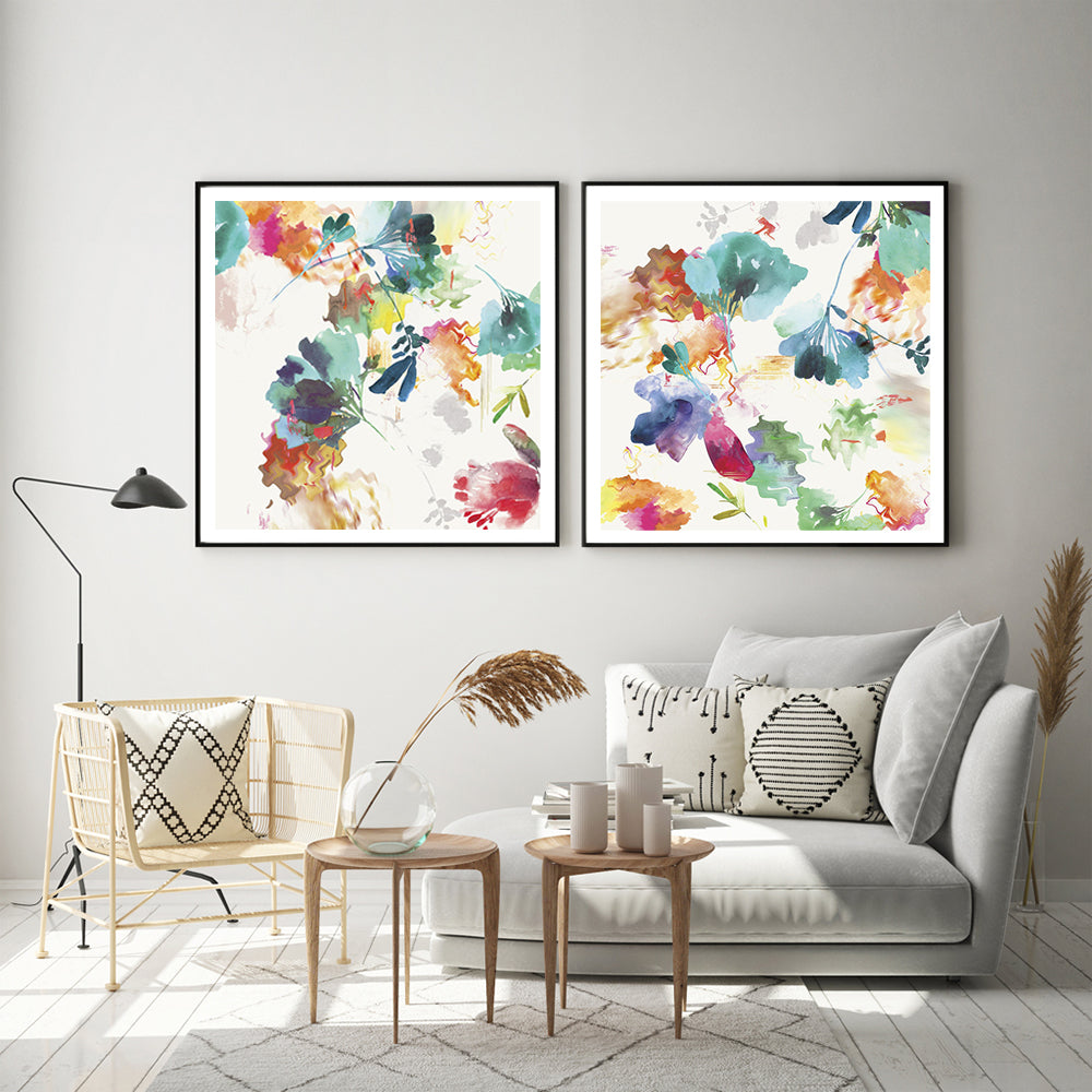 Wall Art - Glitchy Floral (2 sets)- Canvas Prints-Poster Prints