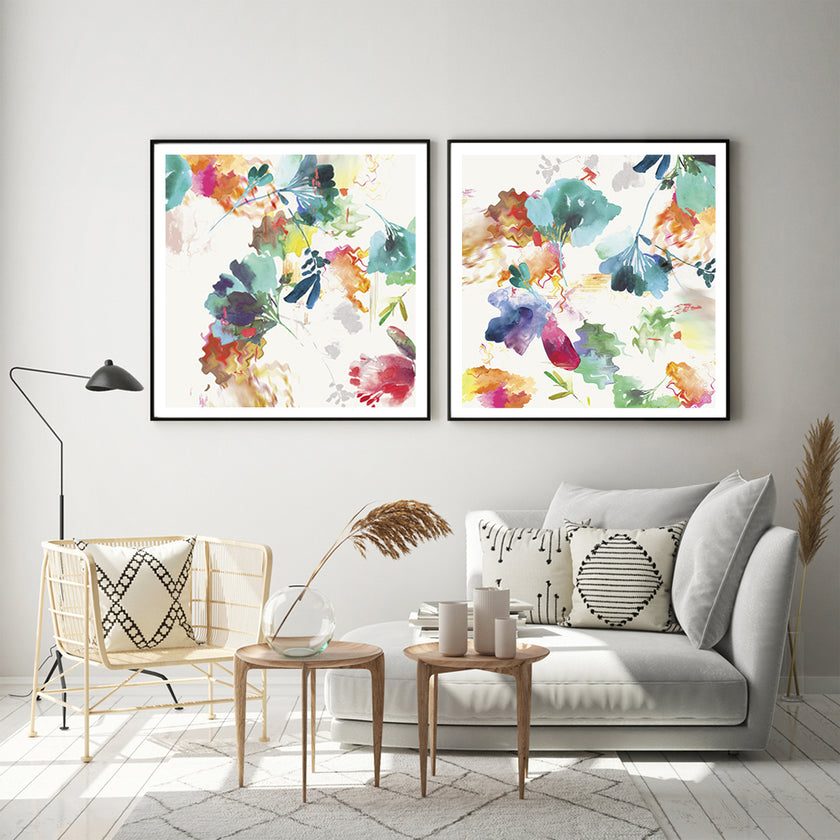 Wall Art - Glitchy Floral (2 sets)- Canvas Prints-Poster Prints