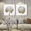 Wall Art - Gold And White Blossom On White (2 sets)- Canvas Prints-Poster Prints