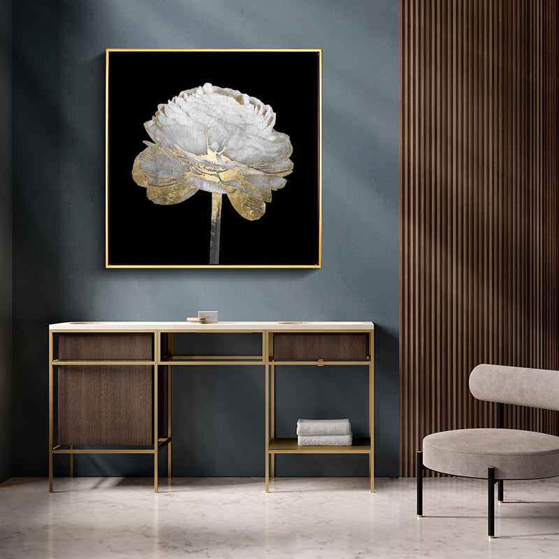Wall Art - Gold And White Blossom On Black (2 sets)- Canvas Prints-Poster Prints