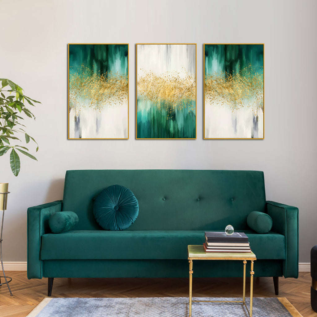 Wall Art - Green Gold Dancing (3 Sets) - Poster Prints -Canvas Prints