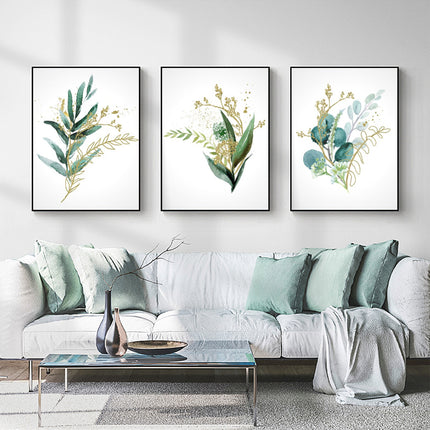 Wall Art - Green and Gold Botanical (3 sets) - Canvas Prints-Poster Prints