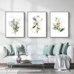 Wall Art  - Green and Gold Watercolor Botanical 3 Sets - Poster Prints -Canvas Prints