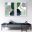 Wall art - Abstract Green and Navy (2 sets)- Canvas Prints- Poster Prints