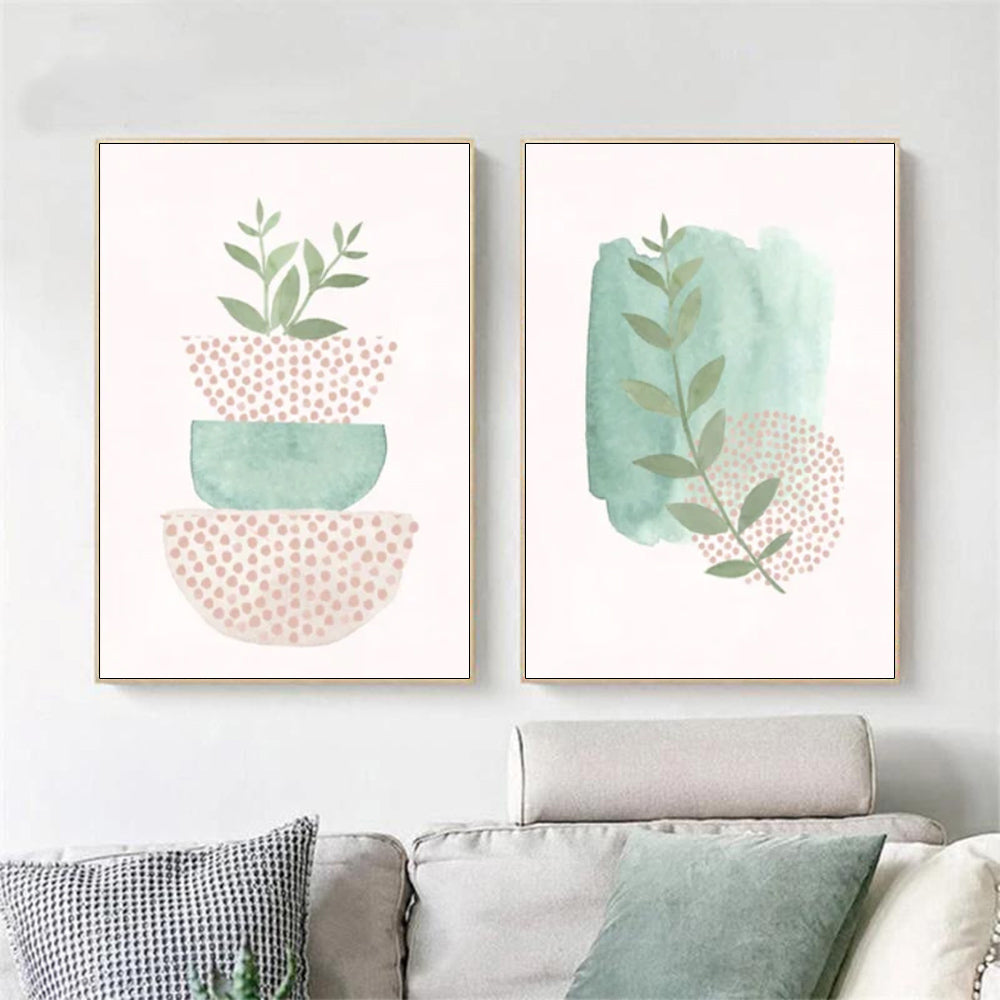 Wall art - Green And Pink (2 sets)- Canvas Prints- Poster Prints