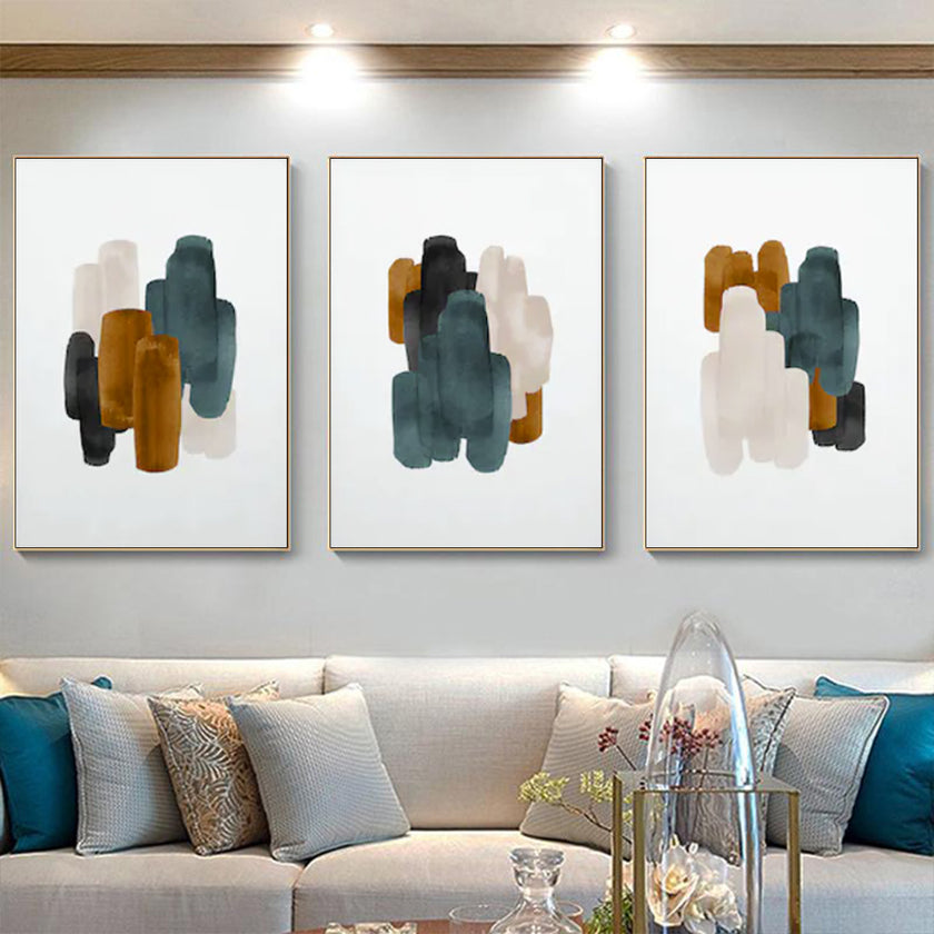 Wall Art  - Green and Rust - 3 Sets - Poster Prints -Canvas Prints