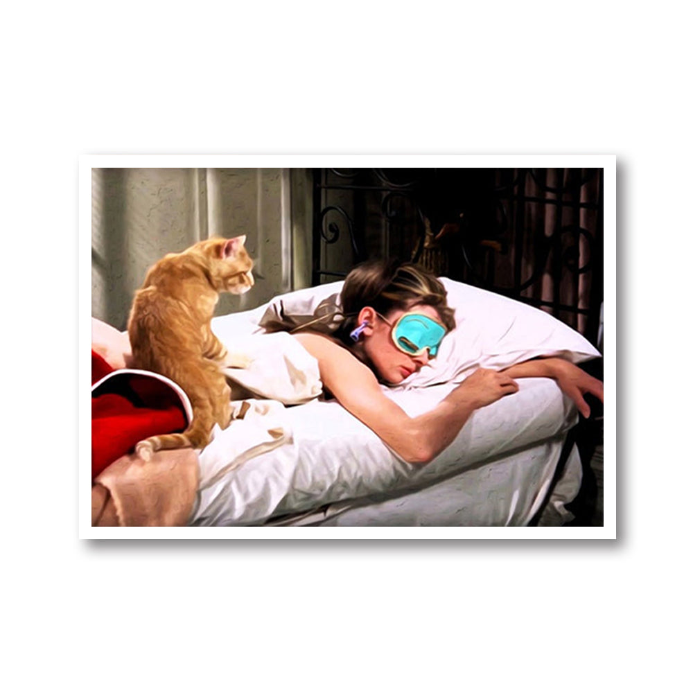 Wall Art - Hepburn and Cat - Canvas Prints-Poster Prints