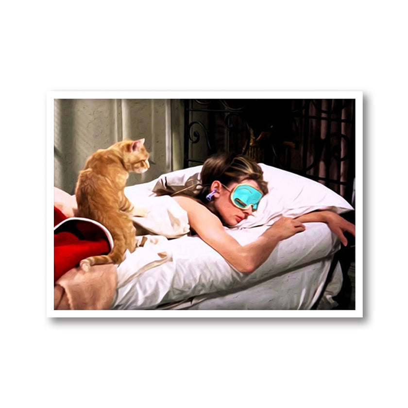 Wall Art - Hepburn and Cat - Canvas Prints-Poster Prints