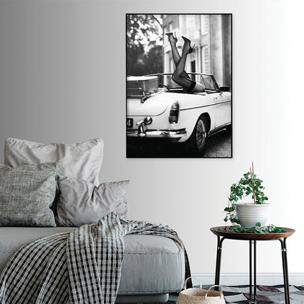 Wall Art - High Heels in Classic Car - Canvas Prints-Poster Prints