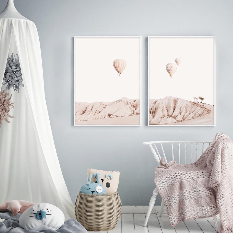 Wall art - Hot Air Balloon 2 sets- Canvas Prints- Poster Prints