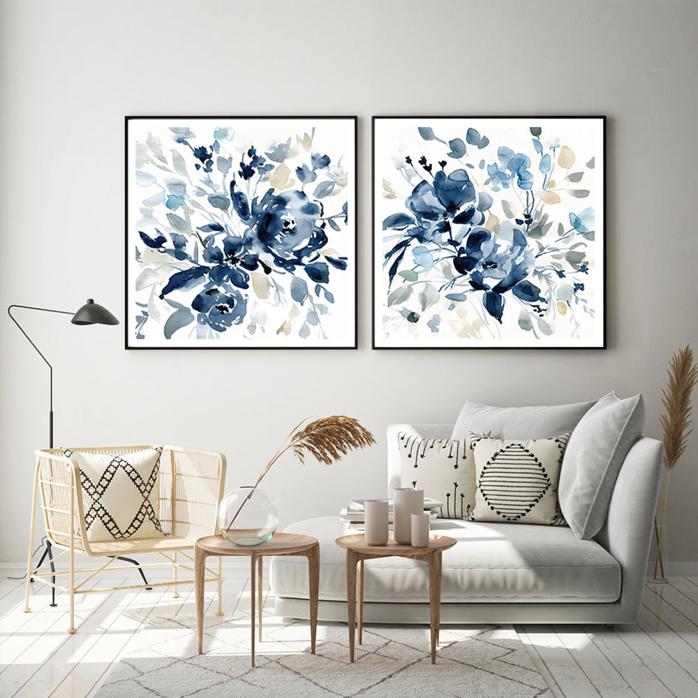 Wall Art - Indigo Garden By Carol Robinson (2 sets)- Canvas Prints-Poster Prints