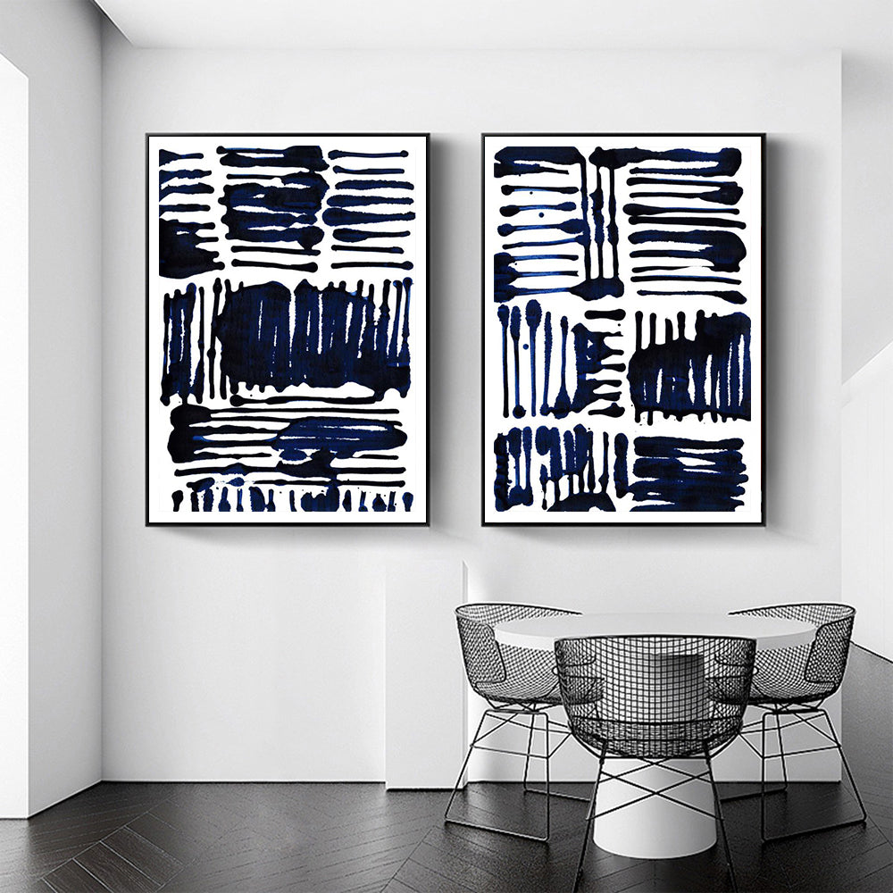 Wall art - Indigo Stripes (2 sets)- Canvas Prints- Poster Prints
