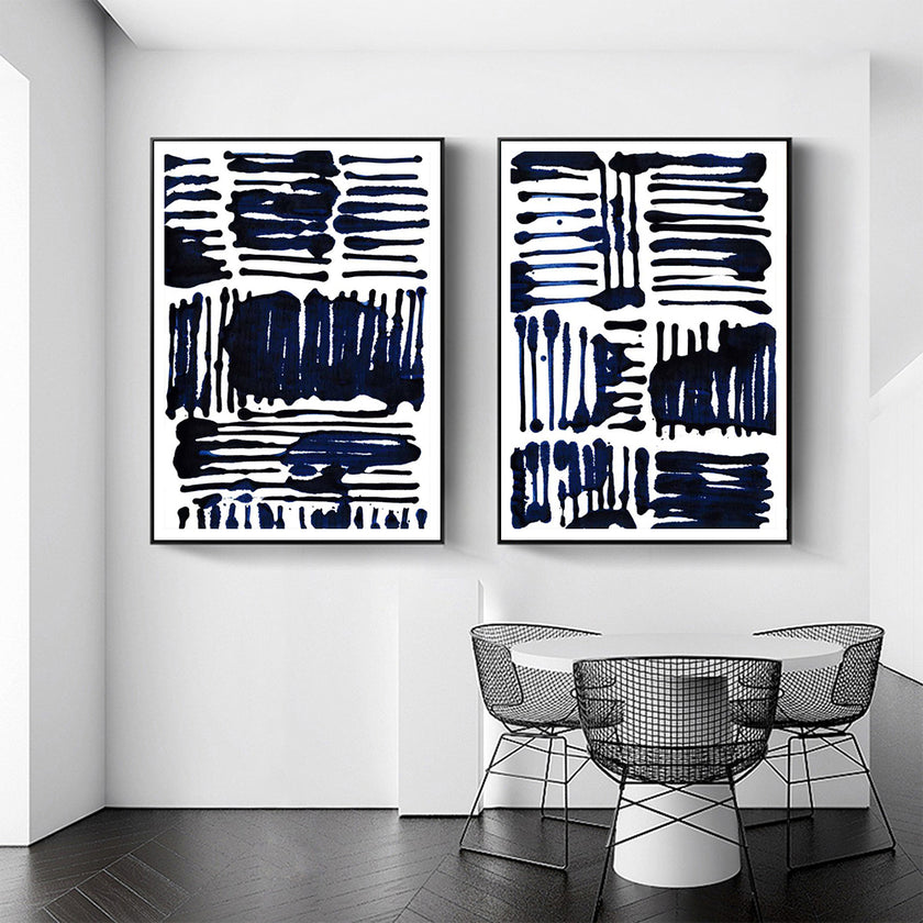 Wall art - Indigo Stripes (2 sets)- Canvas Prints- Poster Prints