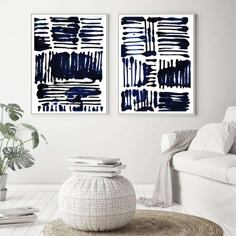 Wall art - Indigo Stripes (2 sets)- Canvas Prints- Poster Prints