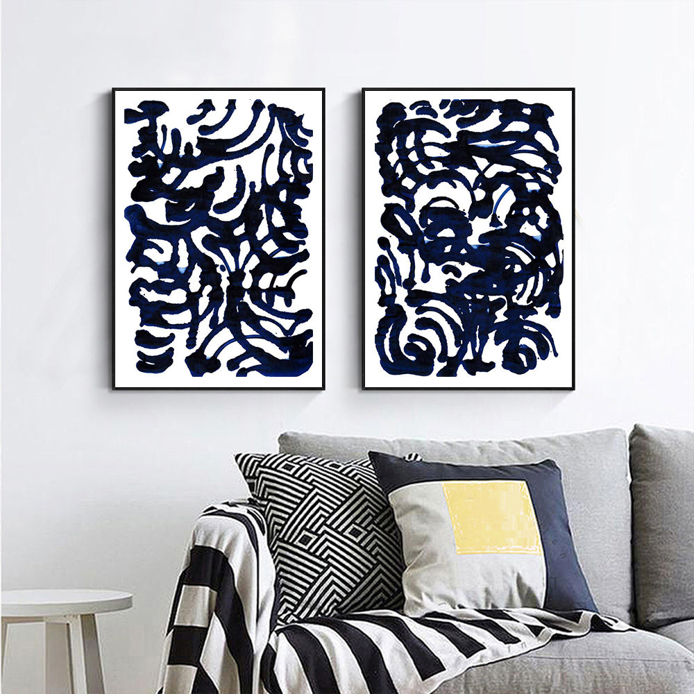 Wall art - Indigo Swirls (2 sets)- Canvas Prints- Poster Prints