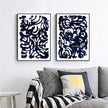 Wall art - Indigo Swirls (2 sets)- Canvas Prints- Poster Prints