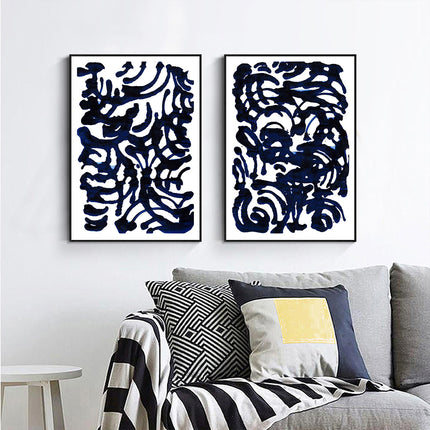 Wall art - Indigo Swirls (2 sets)- Canvas Prints- Poster Prints
