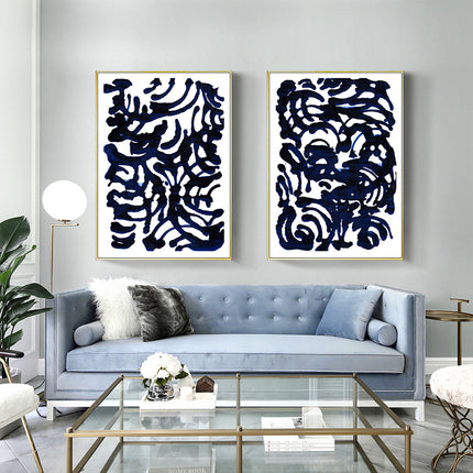 Wall art - Indigo Swirls (2 sets)- Canvas Prints- Poster Prints