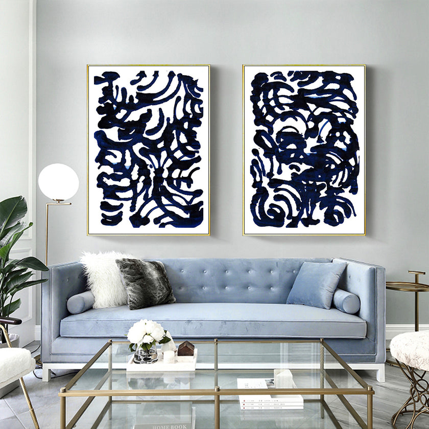 Wall art - Indigo Swirls (2 sets)- Canvas Prints- Poster Prints
