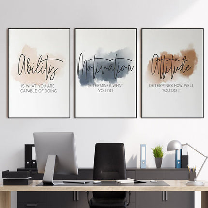 Wall Art  - Inspirational Workplace 3 Sets - Poster Prints -Canvas Prints