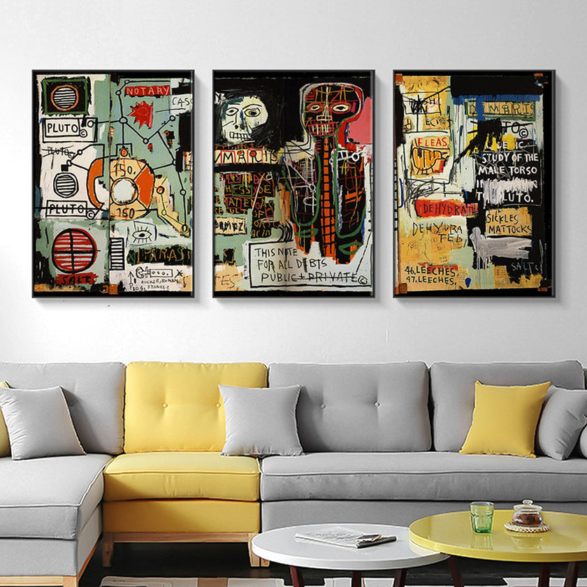 Wall Art  - Jean Michel Basquiat Artwork 3 Sets - Poster Prints -Canvas Prints