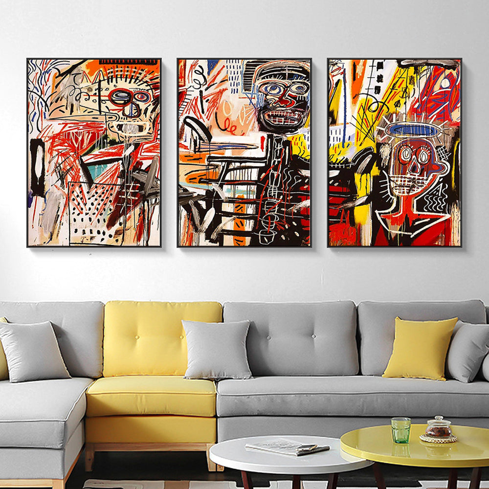 Wall Art  - Jean Michel Basquiat Crown Graffiti 3 Sets - Poster Prints -Canvas Prints