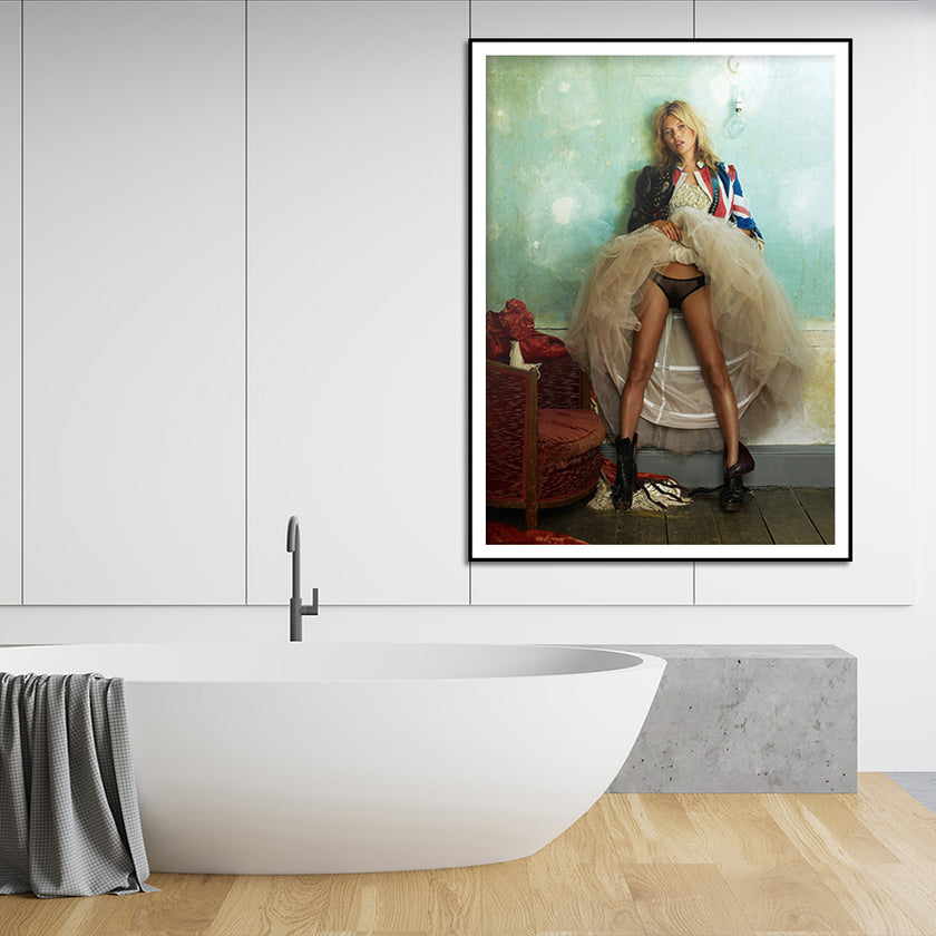 Wall Art - Kate Moss Near Sofa - Canvas Prints-Poster Prints