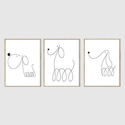 Animals Prints - LINE ART DOGS ( 3 sets) - Canvas Prints-Poster Prints