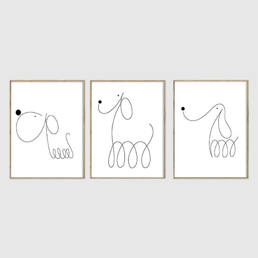 Animals Prints - LINE ART DOGS ( 3 sets) - Canvas Prints-Poster Prints