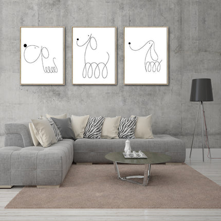 Animals Prints - LINE ART DOGS ( 3 sets) - Canvas Prints-Poster Prints