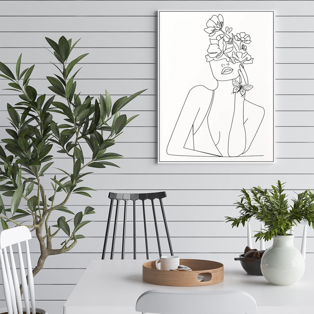 Wall Art - Line Art Girl - Canvas Prints-Poster Prints