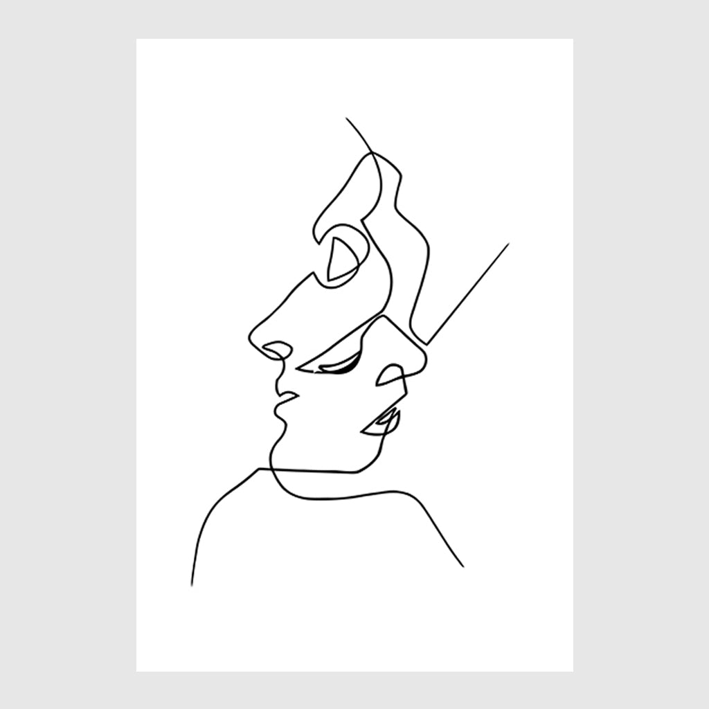 Wall Art - Line art kissing - Canvas Prints-Poster Prints