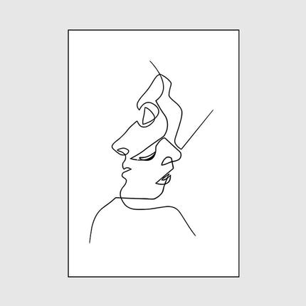 Wall Art - Line art kissing - Canvas Prints-Poster Prints