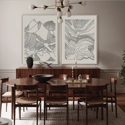Wall art - Line Art Mountain 2 sets - Canvas Prints- Poster Prints