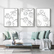 Wall Art - Line Flowers (3 Sets) - Poster Prints -Canvas Prints