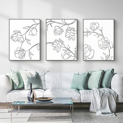 Wall Art - Line Flowers (3 Sets) - Poster Prints -Canvas Prints