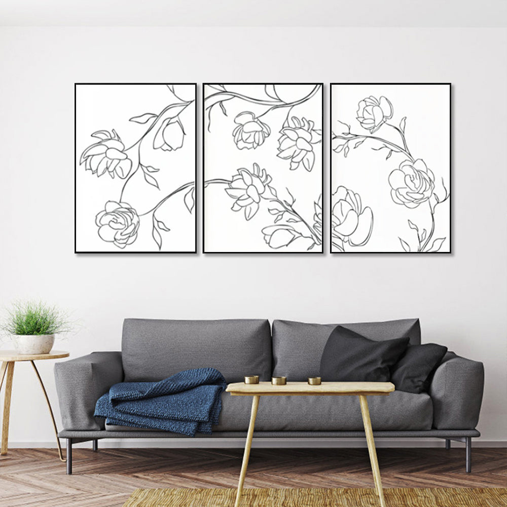 Wall Art - Line Flowers (3 Sets) - Poster Prints -Canvas Prints