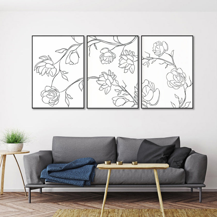 Wall Art - Line Flowers (3 Sets) - Poster Prints -Canvas Prints