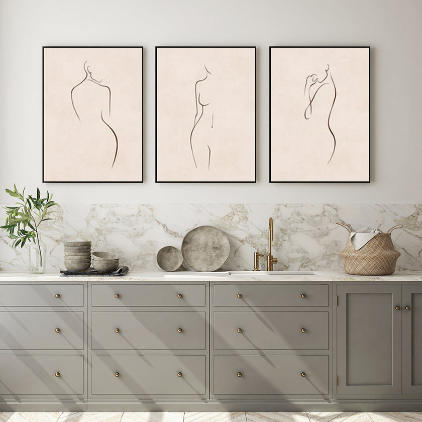 Wall Art - Line Lady (3 Sets) - Poster Prints -Canvas Prints