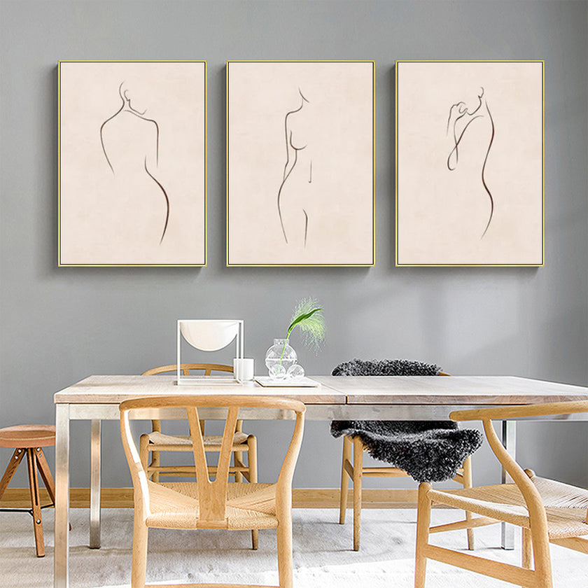 Wall Art - Line Lady (3 Sets) - Poster Prints -Canvas Prints