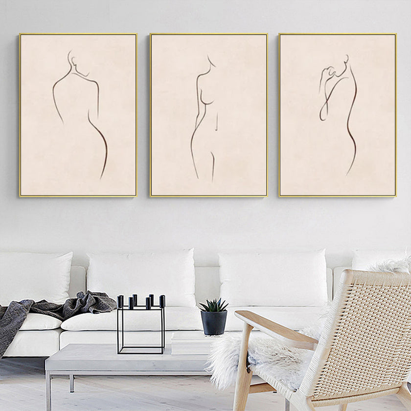 Wall Art - Line Lady (3 Sets) - Poster Prints -Canvas Prints